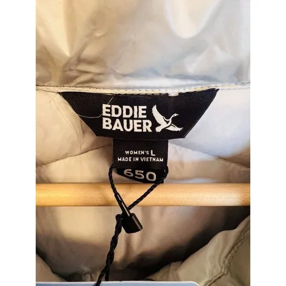 Eddie Bauer Women’s Down Packable Puffer Jacket Large Silver 650 Water Repellent - Picture 7 of 11